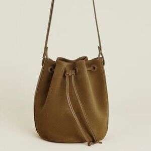 LIKE NEW REFORMATION Ornellia Bucket Bag, Bog Suede